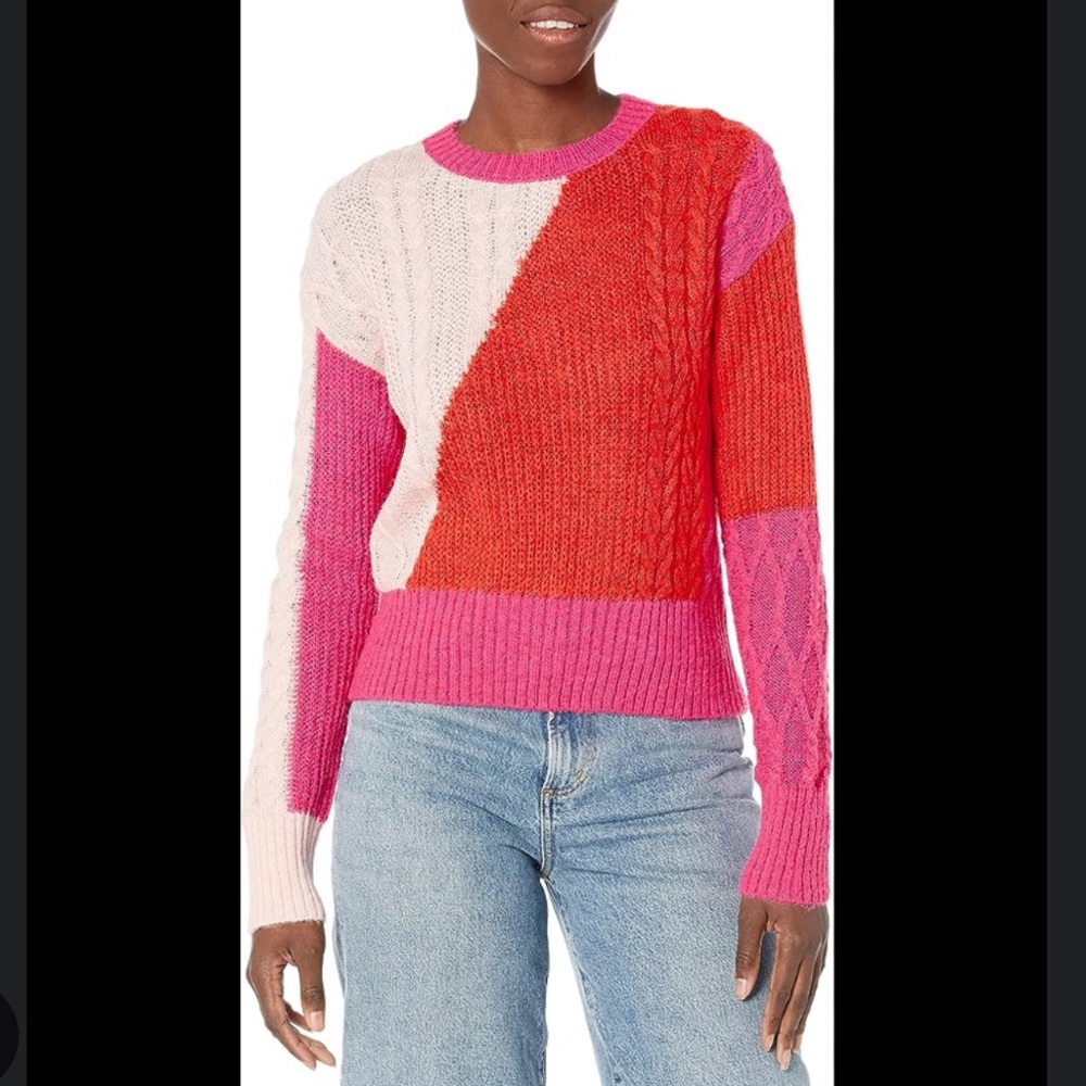 FRENCH COLLECTION Madelyn Cable Jumper Sweater in Crystal Rose/Fuchsia L